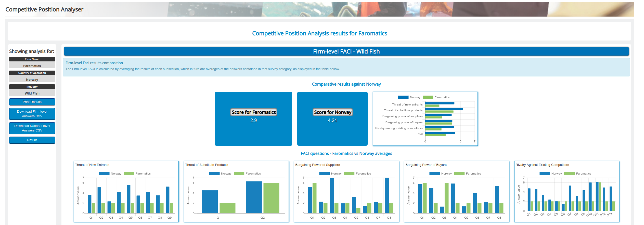 The CPA tool results page - firm-level.